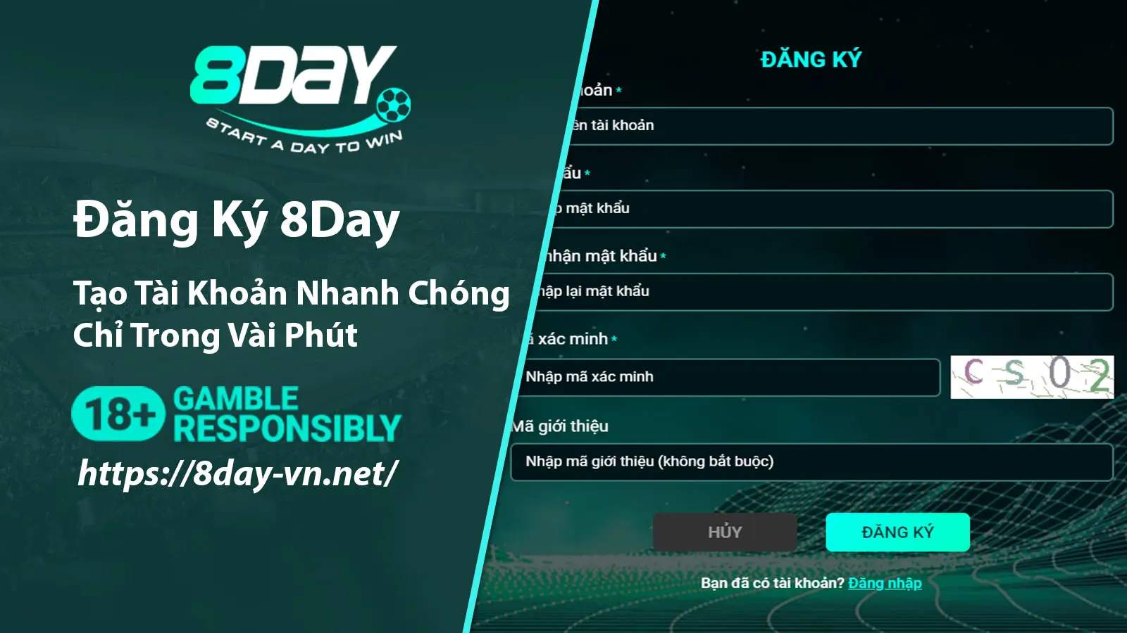 Hướng dẫn đăng ký 8Day nhanh chóng